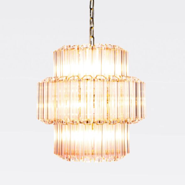 Kristallkrona Ø44cm Rosa/Mässing - Verona