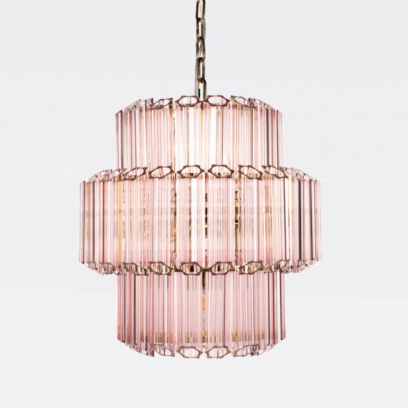 Kristallkrona Ø44cm Rosa/Mässing - Verona