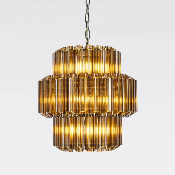 Kristallkrona Ø44cm Cognac/Krom - Verona