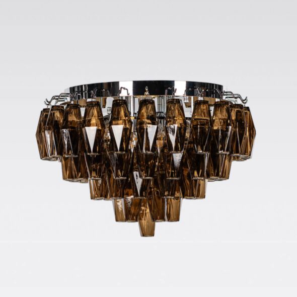 Kristallplafond Ø63xH48cm Krom/Cognac - Catania