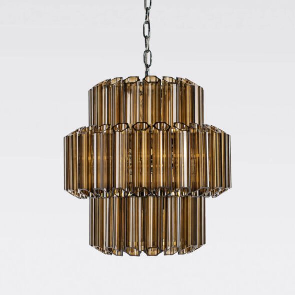 Kristallkrona Ø44cm Cognac/Krom - Verona