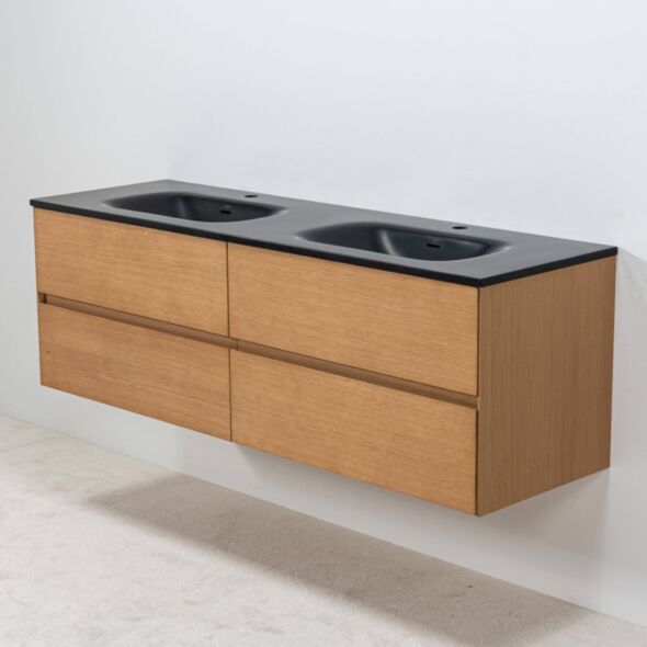 Dubbelkommod Ek 150cm Svart Helgjuten - Marstrand
