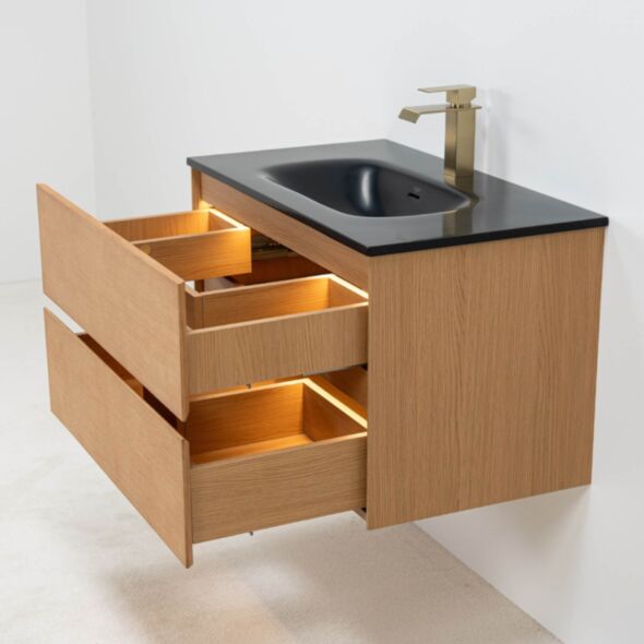 Badrumskommod Ek 80cm Svart Helgjuten - Marstrand