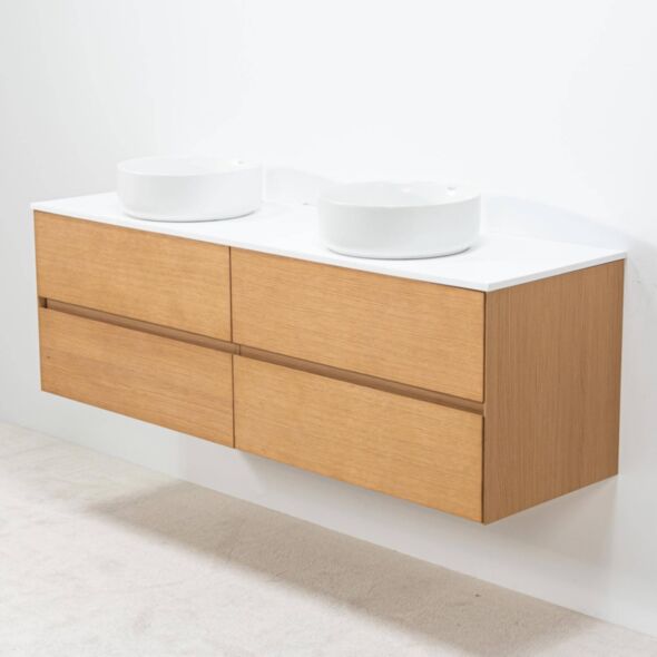 Dubbelkommod Ek 150cm Vit Ovanpåliggande Handfat - Marstrand