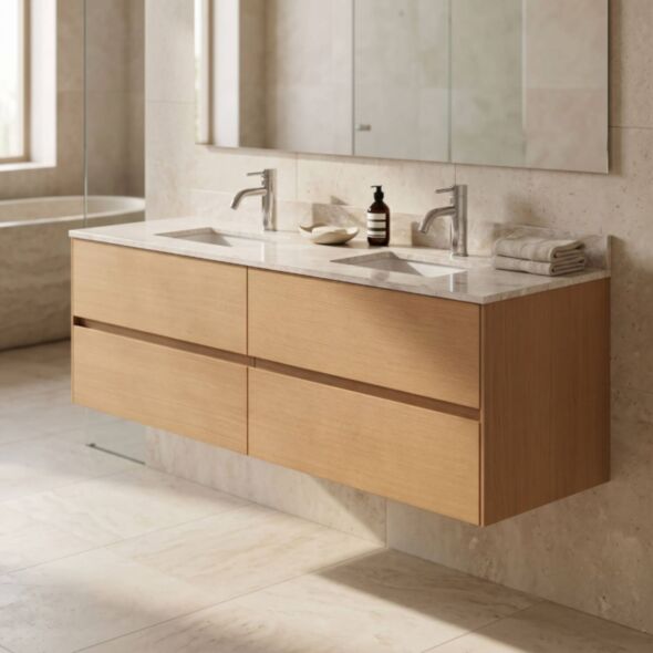 Dubbelkommod Ek 150cm Beige Marmor - Marstrand