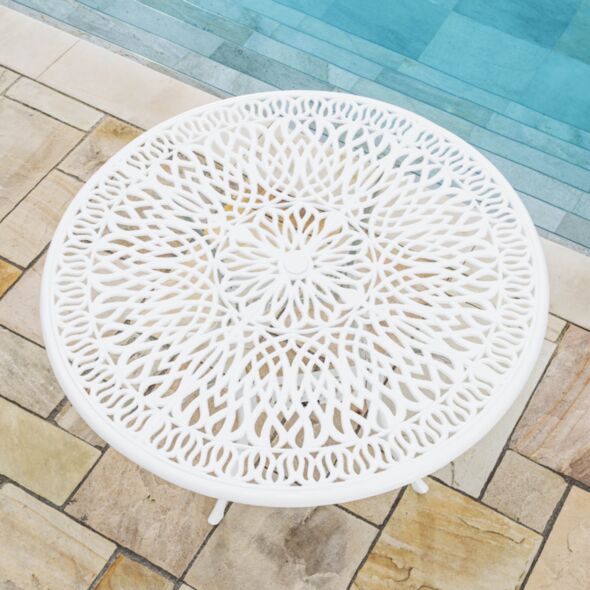 Runt Matbord Utomhus Vit Aluminium Ø122 cm - Toscana