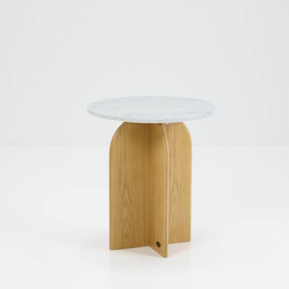 Sidobord Ø50cm Ek/Vit Marmor - Matisse
