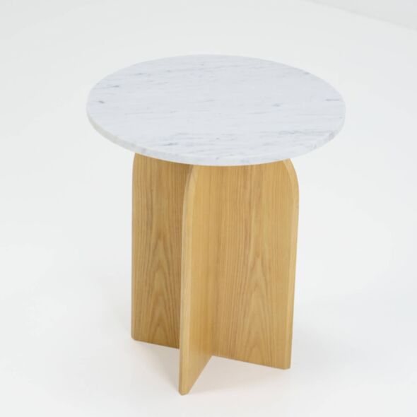 Sidobord Ø50cm Ek/Vit Marmor - Matisse