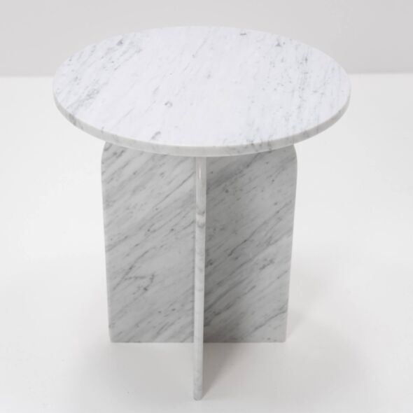 Sidobord Ø50cm Vit Marmor - Matisse