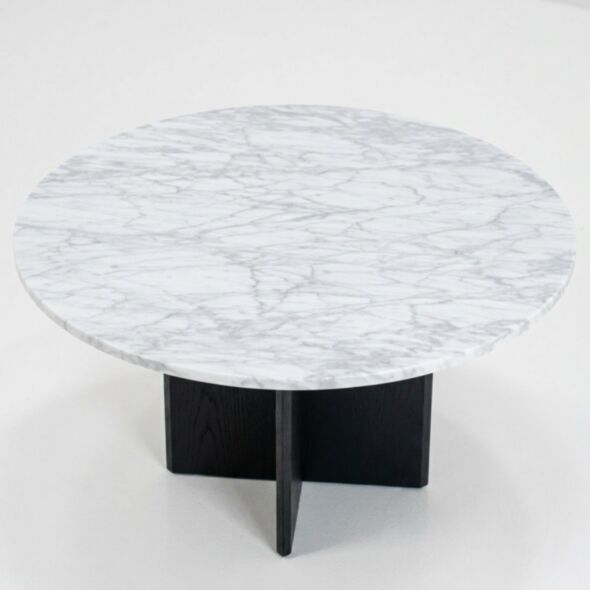 Soffbord Ø80cm Svart/Vit Marmor - Matisse