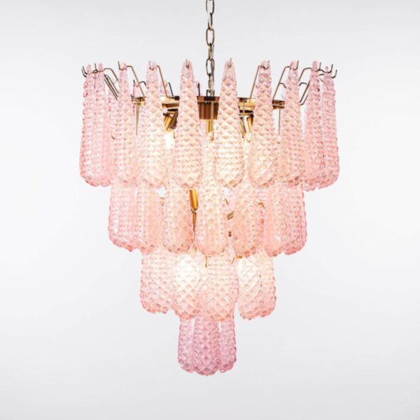 Kristallkrona Ø66xH75cm Mässing/Rosa - Neapel