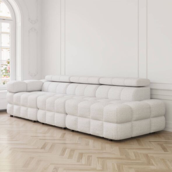 Soffa 3-sits 288cm Vit Boucle Armstöd Vänster - Paris