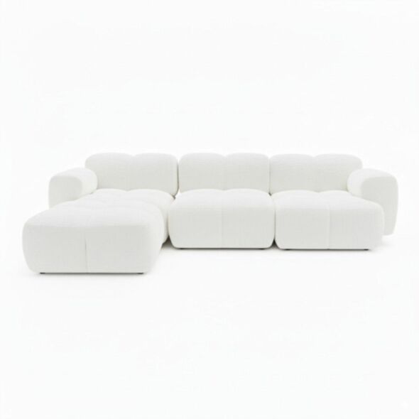 Divansoffa Vänster Vit Boucle 302cm - Paris
