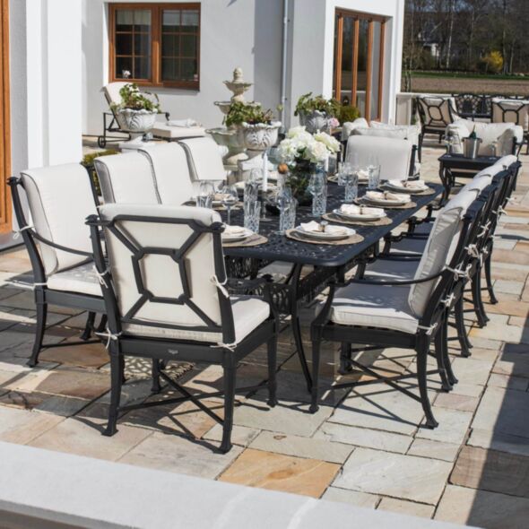 Matgrupp Utomhus 10 stolar Svart Aluminium - Portofino 280cm