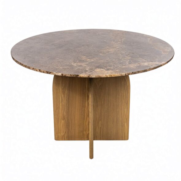 Runt Matbord 120cm Ljus Ek & Brun Marmor - Matisse