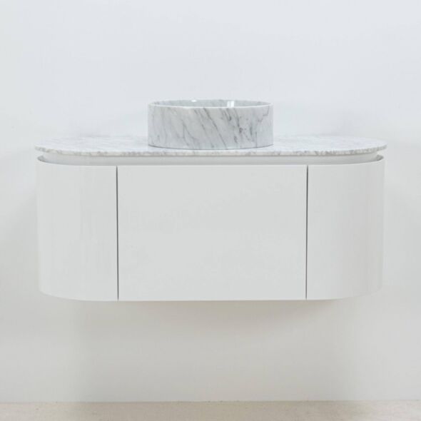 Vit kommod 100cm Sandhamn med marmor handfat