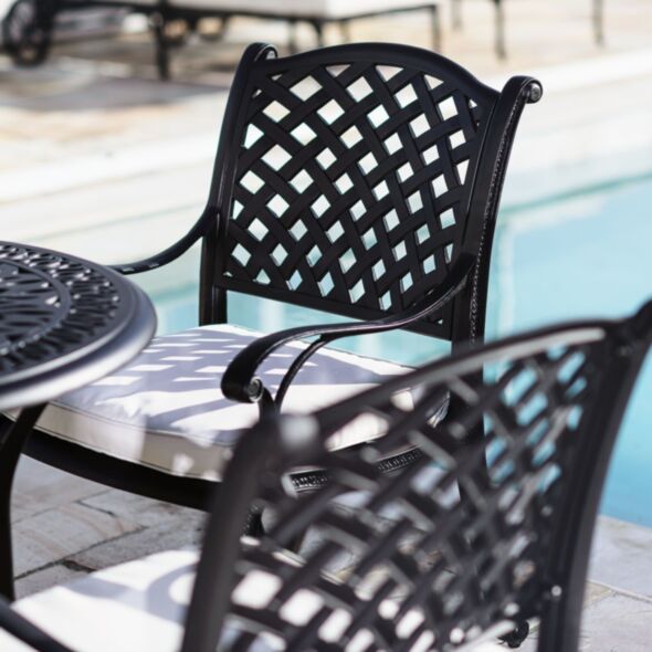 Caféset 4 Stolar Svart Aluminium - Sorrento Ø90cm