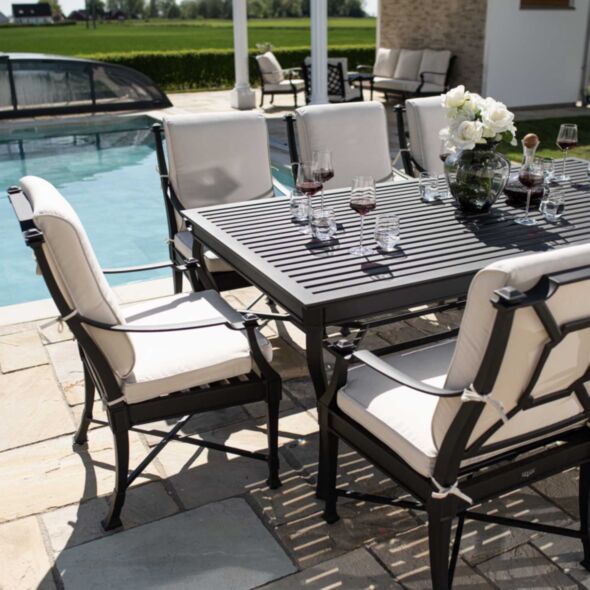 Matgrupp Utomhus 8 stolar Svart Aluminium - St Tropez 213cm