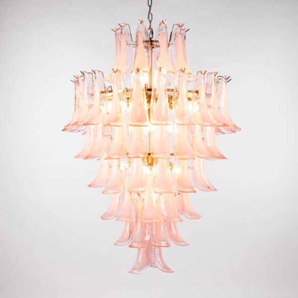 Kristallkrona Ø80xH110cm Mässing/Rosa - Livorno