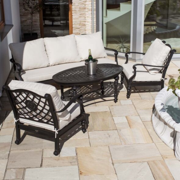 Soffbord Utomhus Svart Aluminium Ovalt Florence 125cm