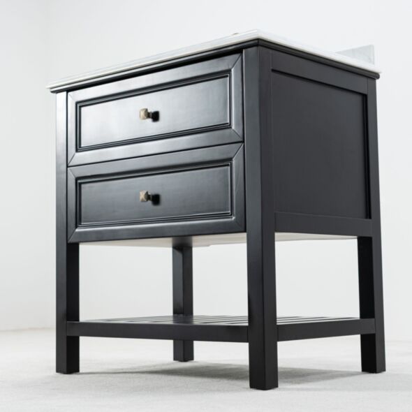 Kommod Badrum 80cm Svart Utah - Vit Marmor