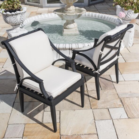Trädgårdsstol Svart 2-pack Aluminium Amalfi