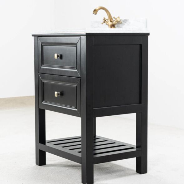 Kommod Badrum 60cm Svart Utah - Vit Marmor