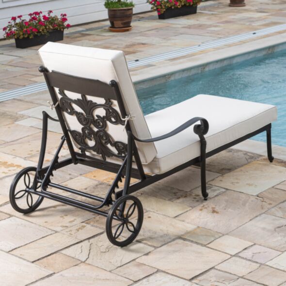 Solsäng med hjul Svart Aluminium Toscana