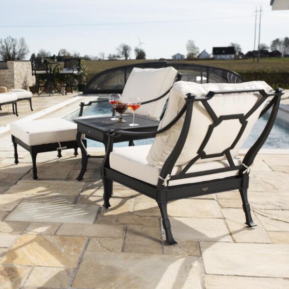 Loungefåtölj Svart 2-pack Aluminium St Tropez