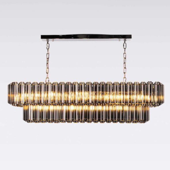 Avlång Kristallkrona 120cm Svart/Krom - Verona