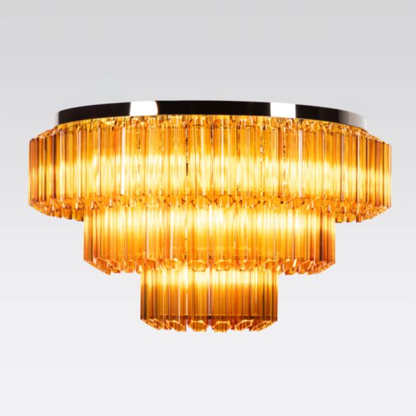 Kristallplafond 80cm Bärnsten/Krom - Verona