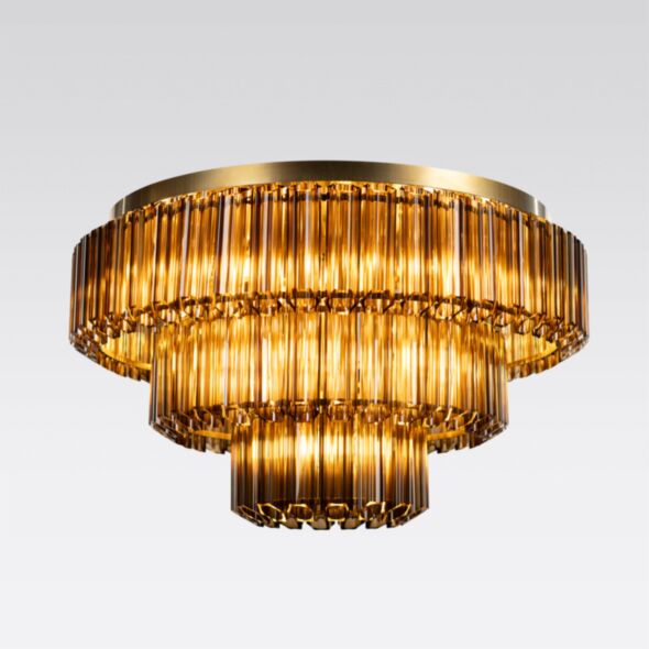Kristallplafond 80cm Cognac/Mässing - Verona