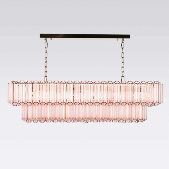 Avlång Kristallkrona 120cm Rosa/Mässing - Verona