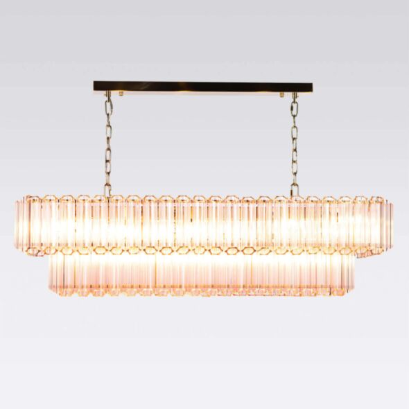 Avlång Kristallkrona 120cm Rosa/Mässing - Verona