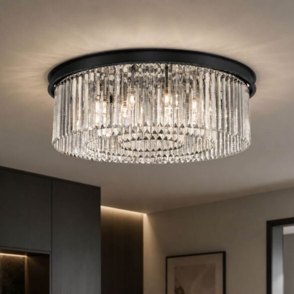 Kristallplafond Ø60cm Florence Svart