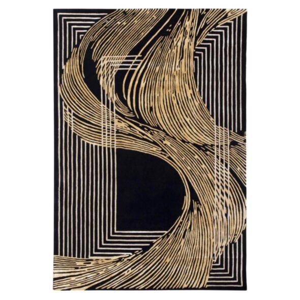Svart Mönstrad Matta 200x300cm - Golden Wind