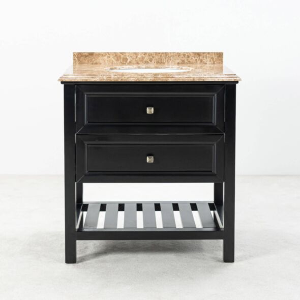 Kommod Badrum 80cm Svart Utah - Beige Marmor