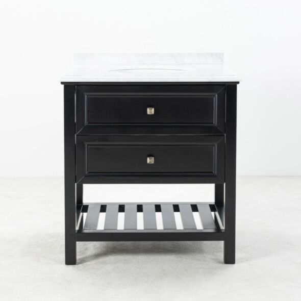 Kommod Badrum 80cm Svart Utah - Vit Marmor