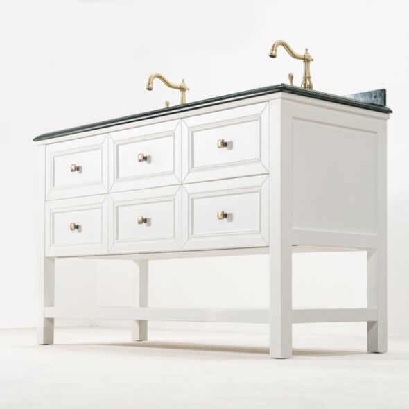 Dubbel Kommod Badrum 140cm Utah Vit - Grön Marmor