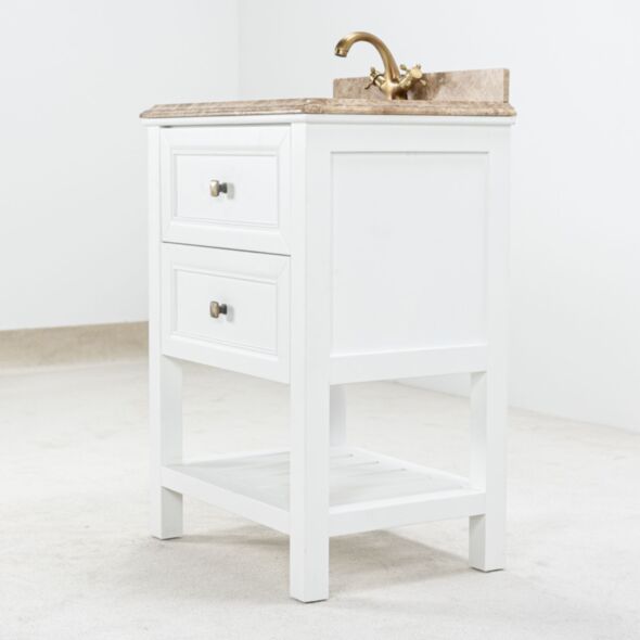 Kommod Badrum 60cm Vit Utah - Beige Marmor