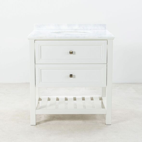 Kommod Badrum 80cm Utah Vit - Vit Marmor