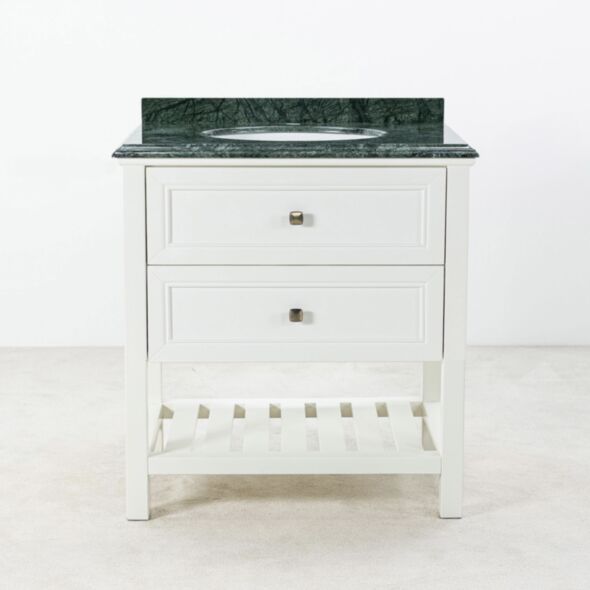 Kommod Badrum 80cm Utah Vit - Grön Marmor