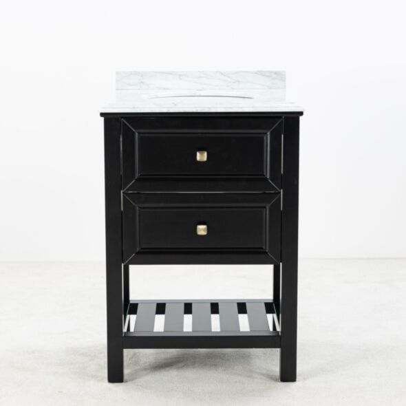 Kommod Badrum 60cm Svart Utah - Vit Marmor