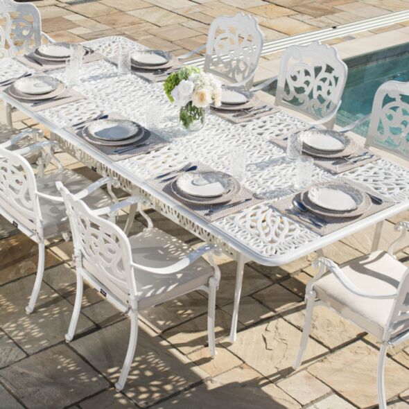 Matgrupp Utomhus 10 stolar Vit Aluminium - Toscana 280cm