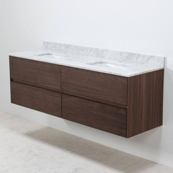 Dubbelkommod Valnöt 150cm Vit Marmor - Marstrand