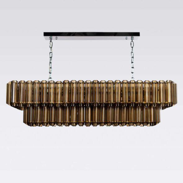Avlång Kristallkrona 120cm Cognac/Krom - Verona