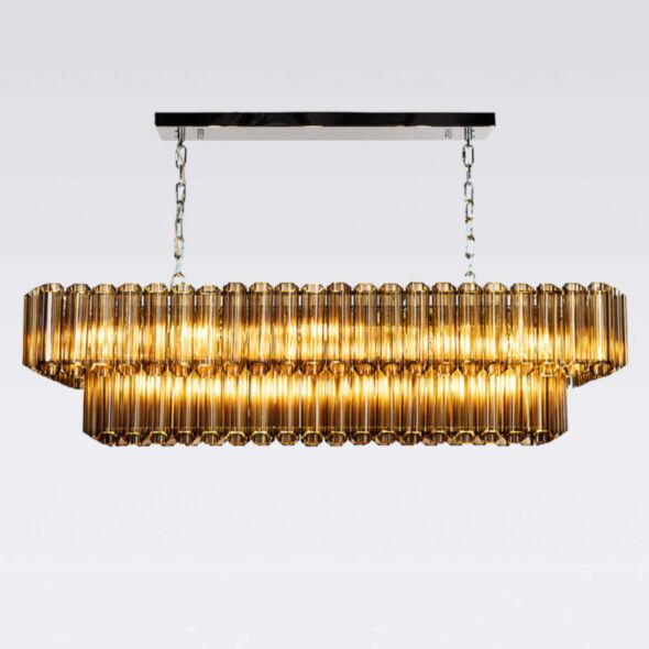 Avlång Kristallkrona 120cm Cognac/Krom - Verona