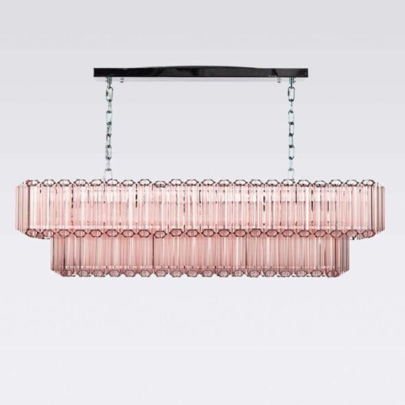 Avlång Kristallkrona 120cm Rosa/Krom - Verona