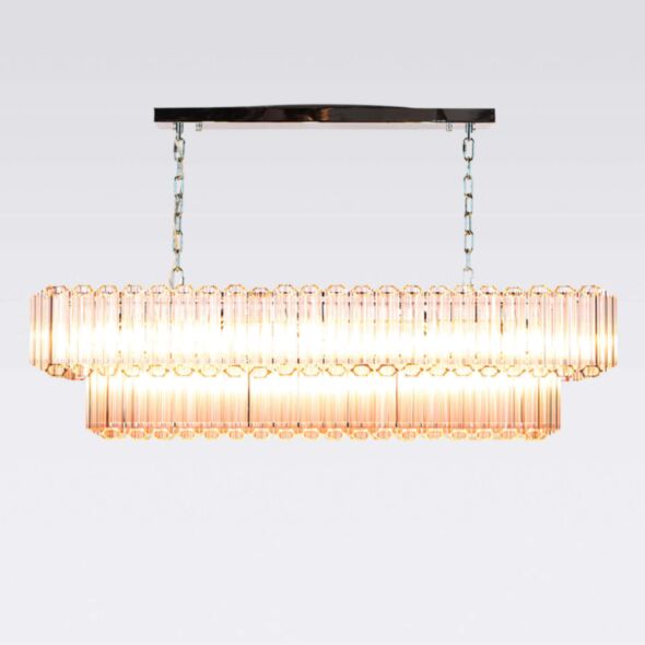 Avlång Kristallkrona 120cm Rosa/Krom - Verona