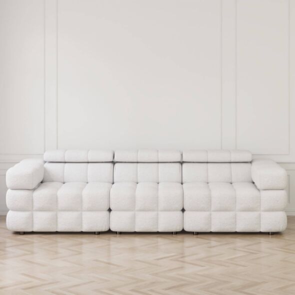Soffa 3-sits 285cm Vit Boucle  - Paris